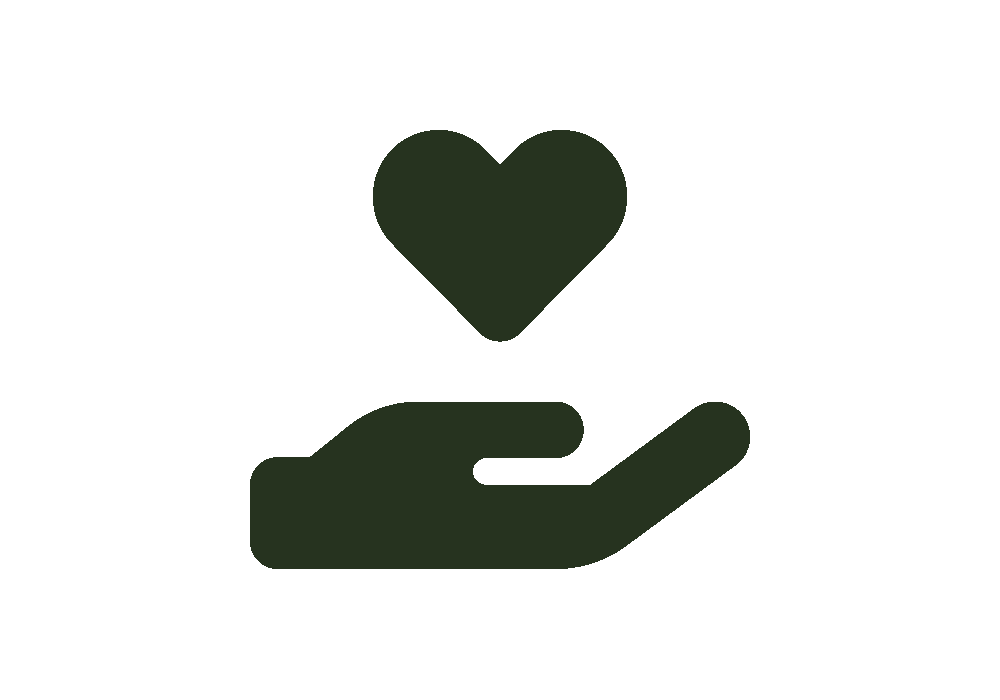 Foundation icon showing a hand with a heart above the palm