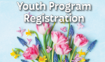 Youth Program Registration. Background of pink, blue, and yellow flowers. 