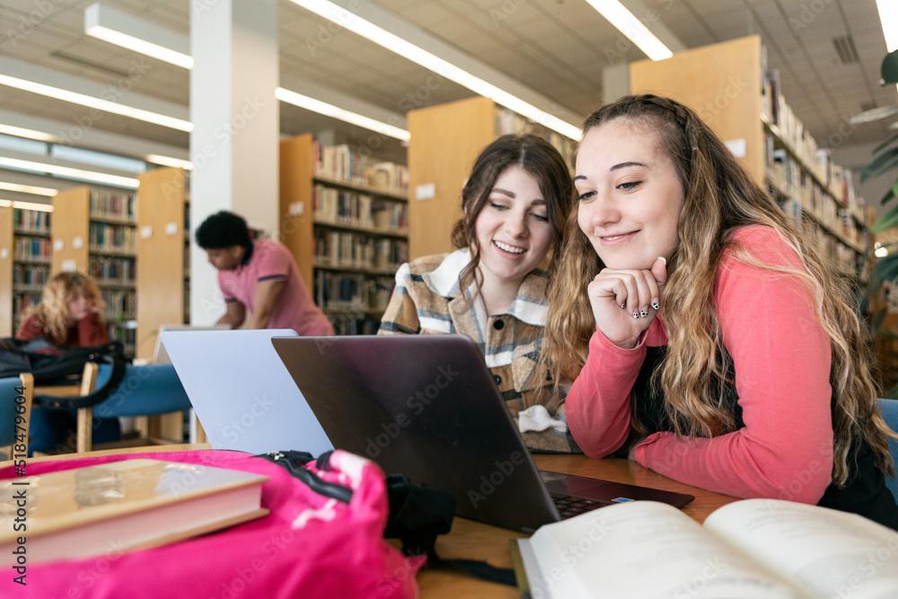 studying at the library