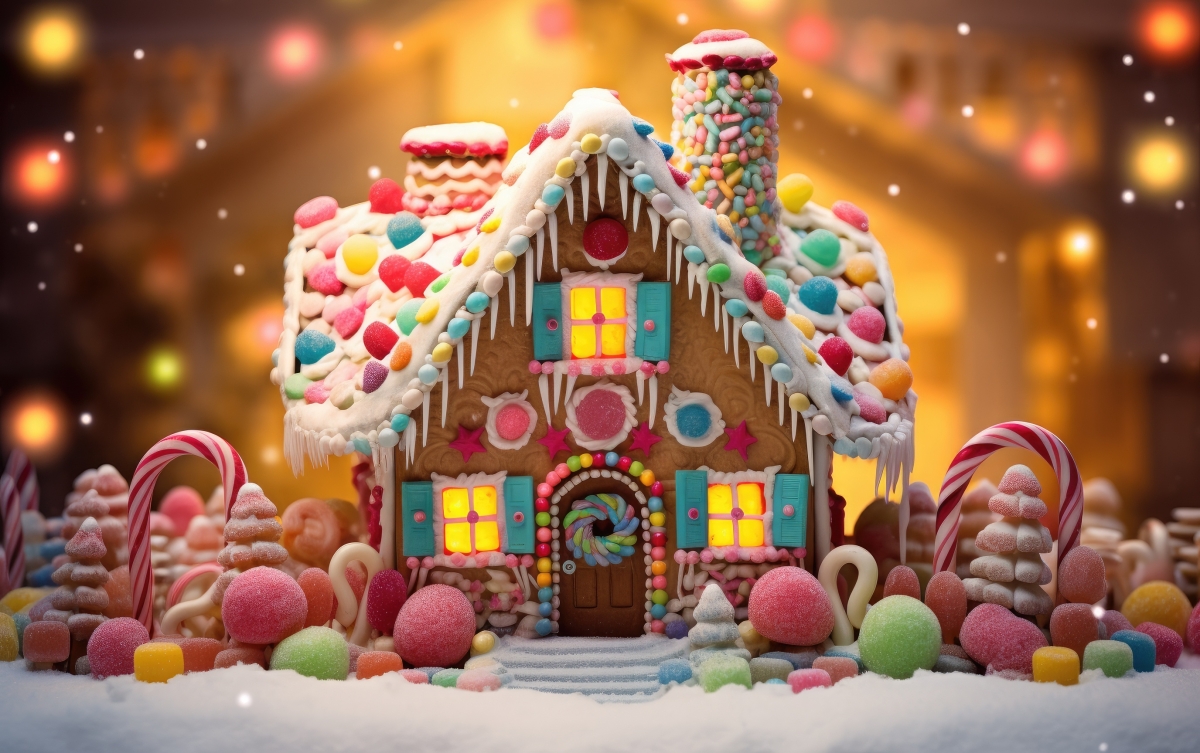 festive gingerbread house